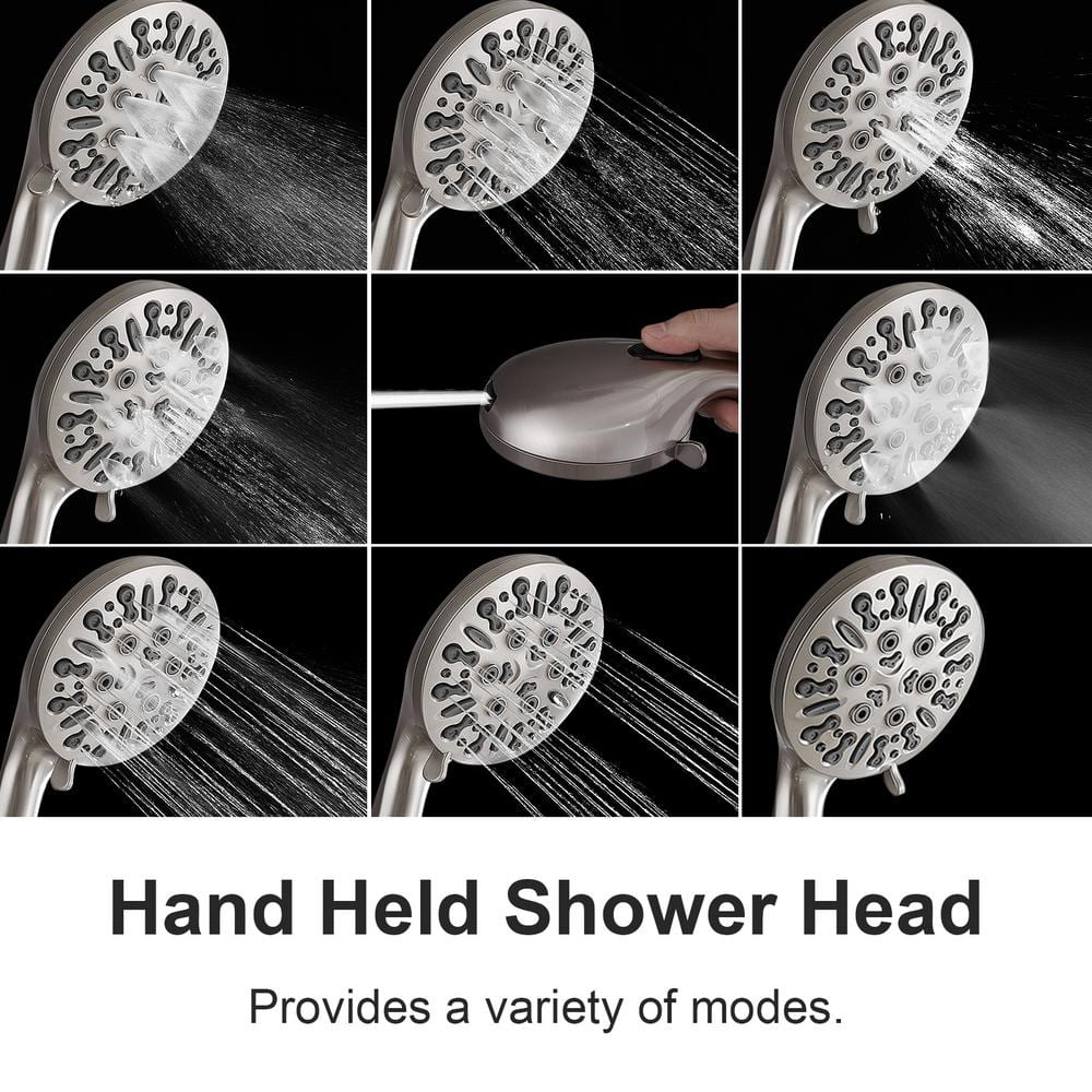 Brushed Nickel Dual Function Handheld Rain Shower Faucet Set
