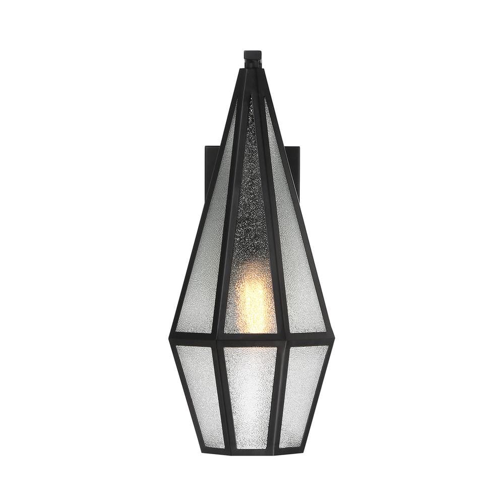Matte Black Art Glass Outdoor Wall Lantern