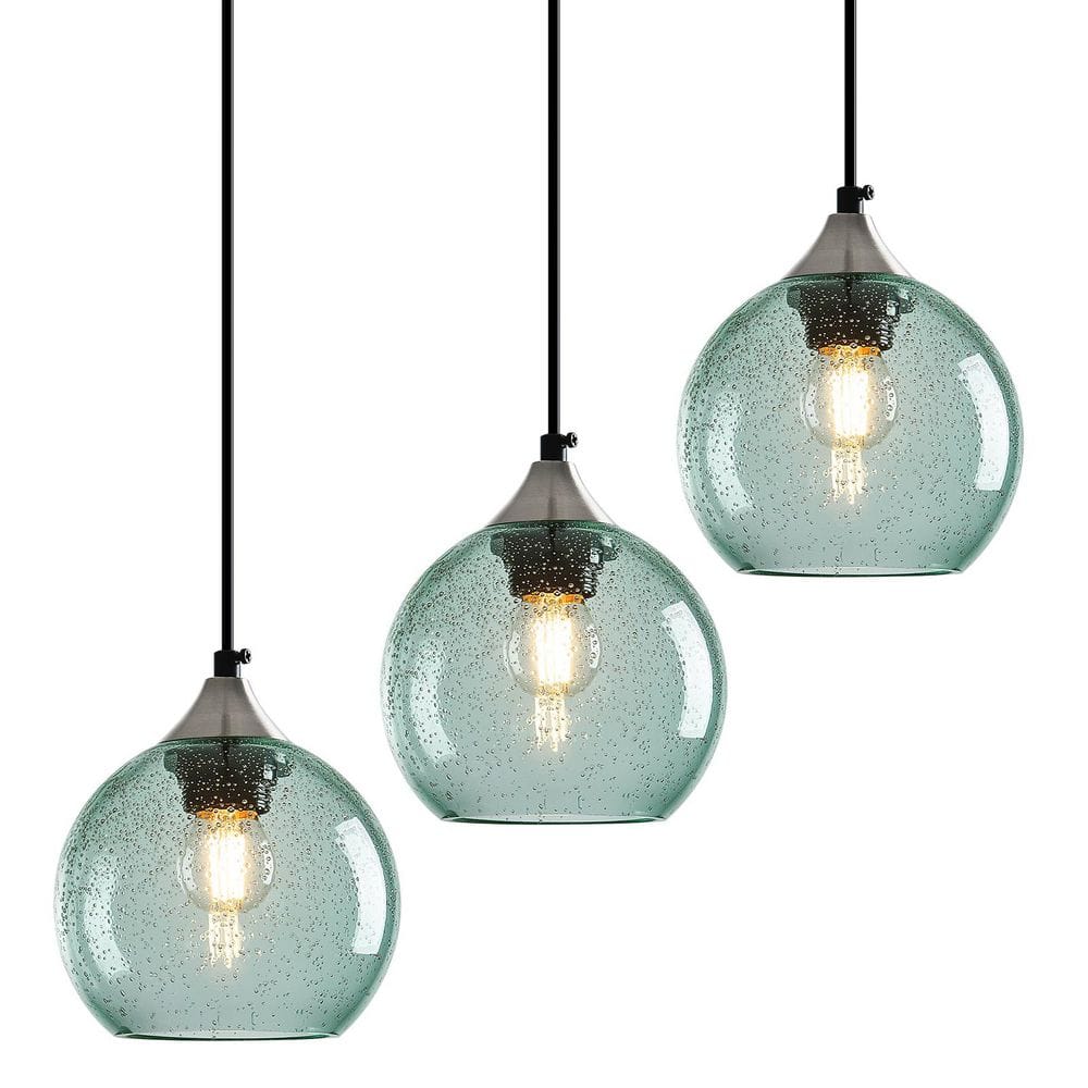Home Lighting ‎60-Watts 1-Light 5.9 in. Light Green Glass Pendant Light for Living Room, No Bulbs Included (3-Pack) price history on PriceWatchPro