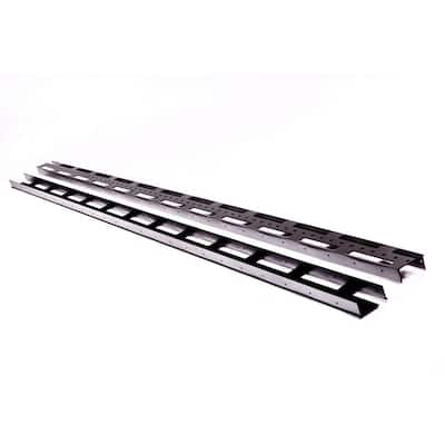 1.5 in. x 3 in. x 92 in. Black Aluminum Vertical Fence Stringer Kit, Includes 2 Stringers, 4 Brackets and All Fasteners