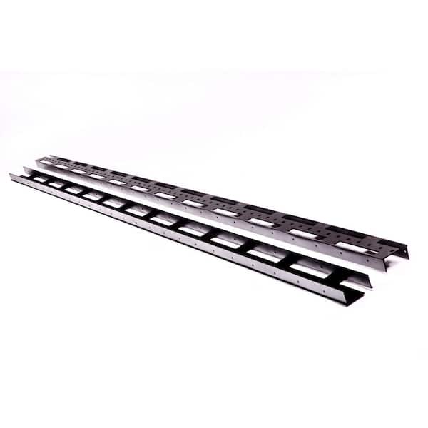 Slipfence 1.5 in. x 3 in. x 92 in. Black Aluminum Vertical Fence Stringer Kit, Includes 2 Stringers, 4 Brackets and All Fasteners