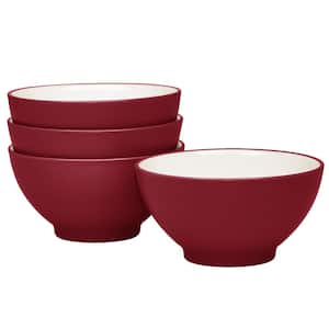 Colorwave Raspberry 5.75 in., 20 fl. oz. (Cherry) Stoneware Rice Bowls, (Set of 4)
