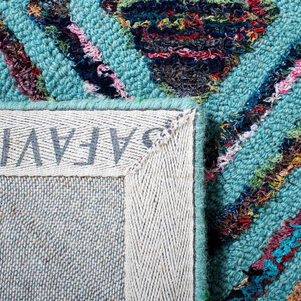 Handmade Blue Wool and Cotton Tufted Rectangular Rug