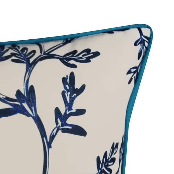 Cobalt Blue Velvet Throw Pillow, Bold Floral Print