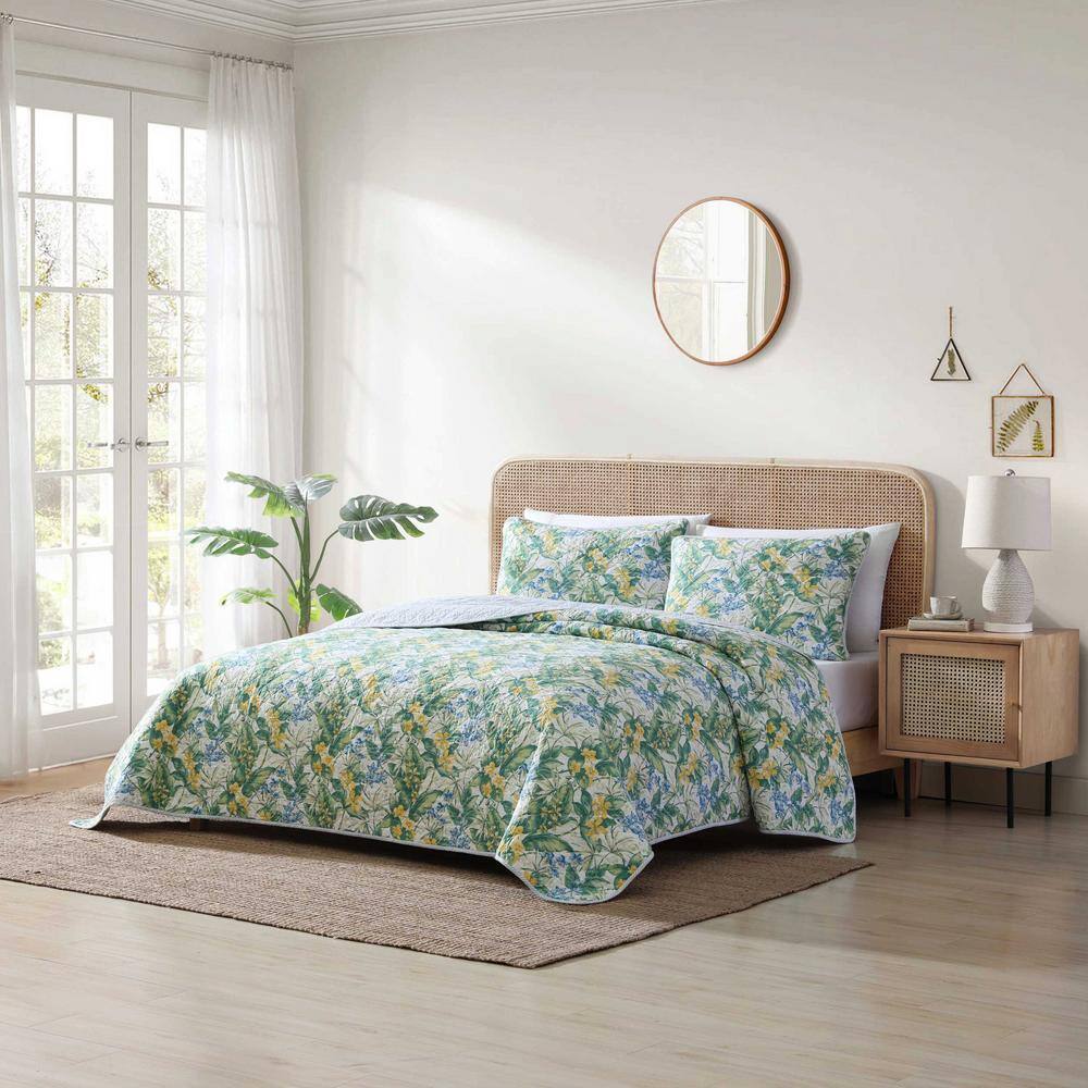 Blue Cotton Reversible Full Quilt Set
