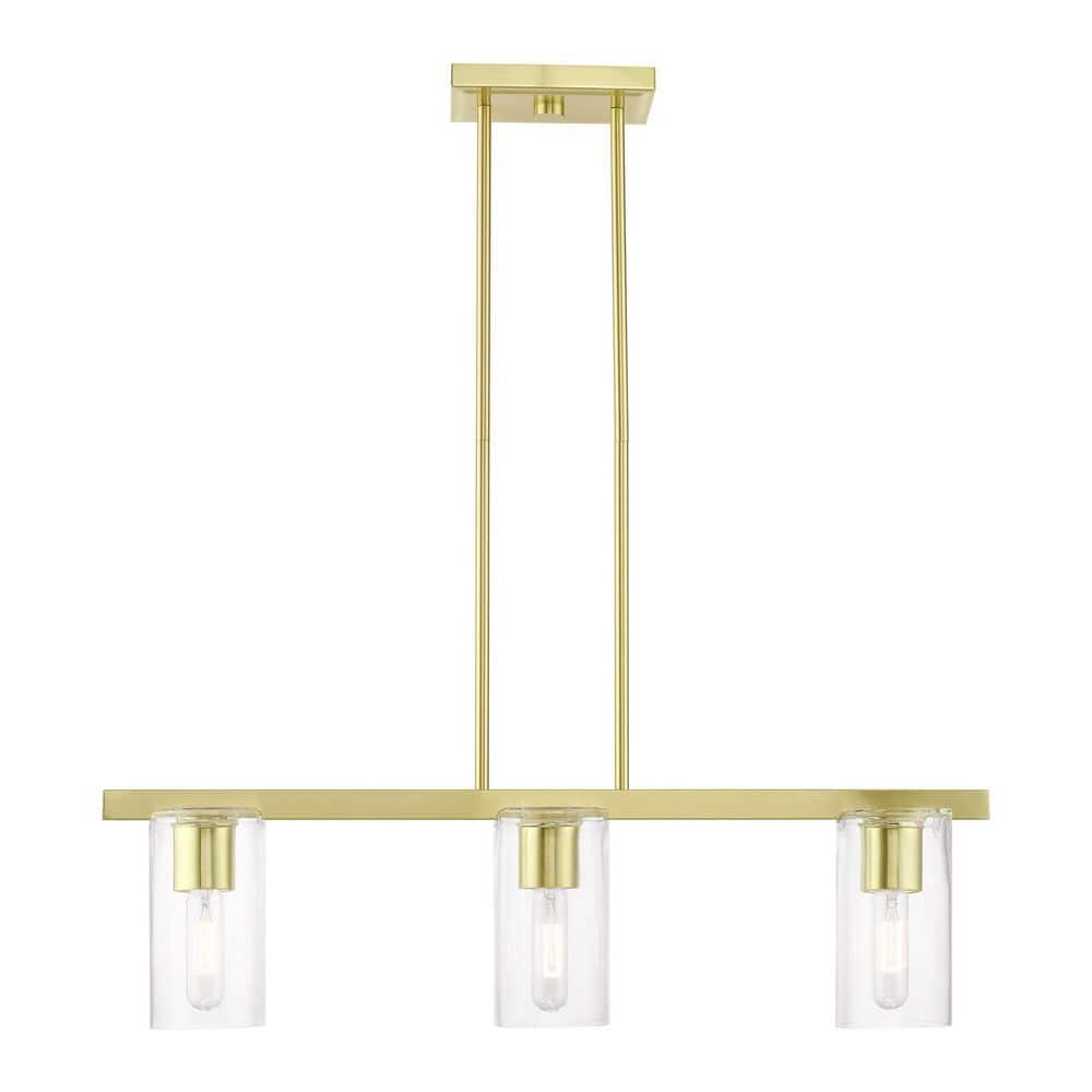 Bannock 3-Light Satin Brass Linear Chandelier with Clear Glass Shades price history on PriceWatchPro