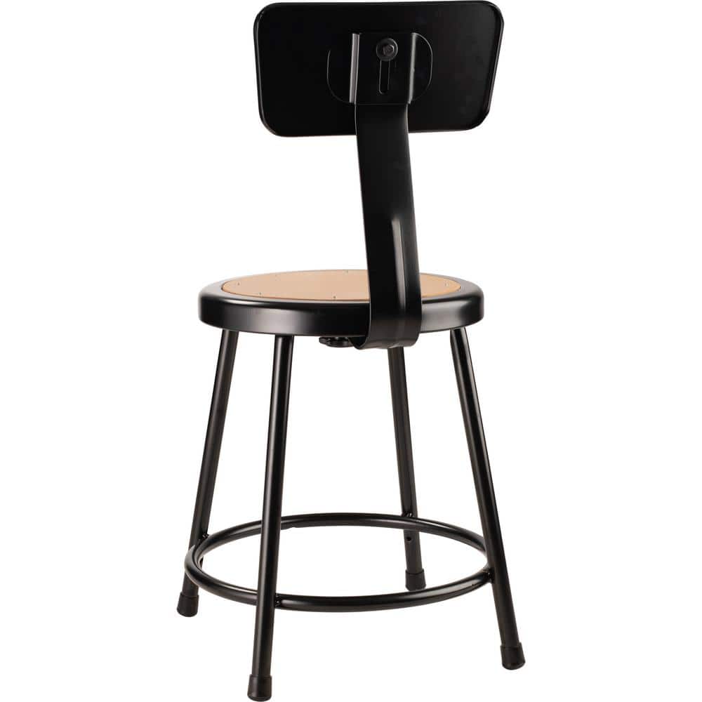 Adjustable Black Steel and Wood Laboratory Stools, Set of 2
