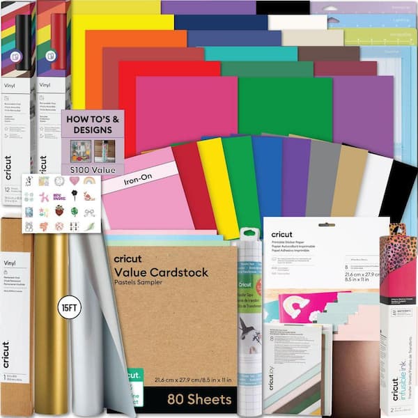Explore and Maker Ultimate 150+ Piece Cutting Machine Accessories with Vinyl, HTV, Cards, Pens and Sticker Paper