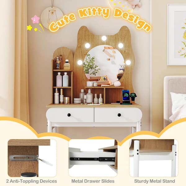 white christmas dresses Small Cute Makeup Vanity Table for Bedroom with Lots Storage