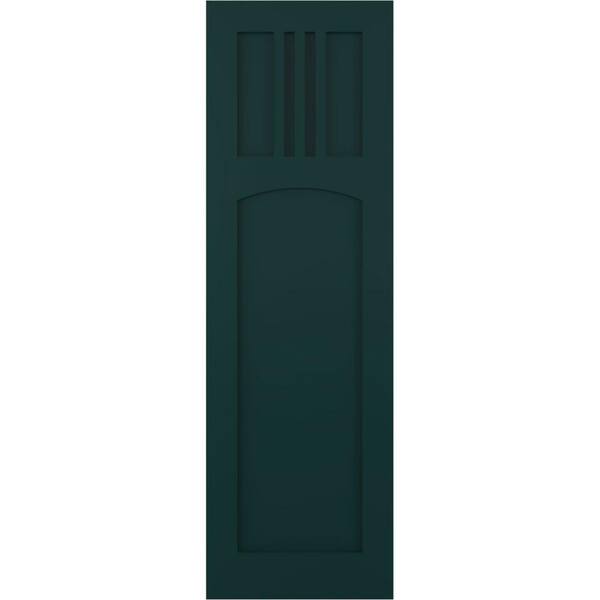 Ekena Millwork 12 in. x 40 in. PVC True Fit San Miguel Mission Style Fixed Mount Flat Panel Shutters Pair in Thermal Green