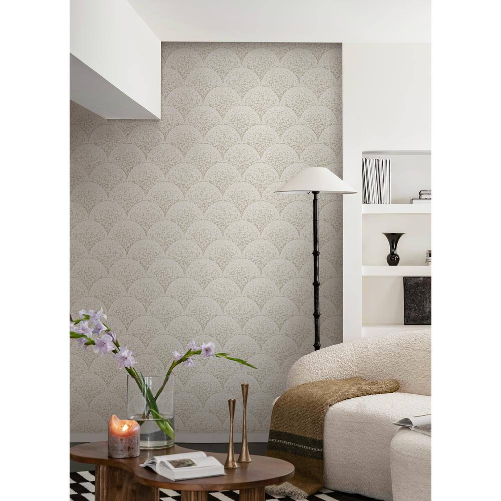 Rowan Taupe Self-Adhesive Botanical Wallpaper Roll