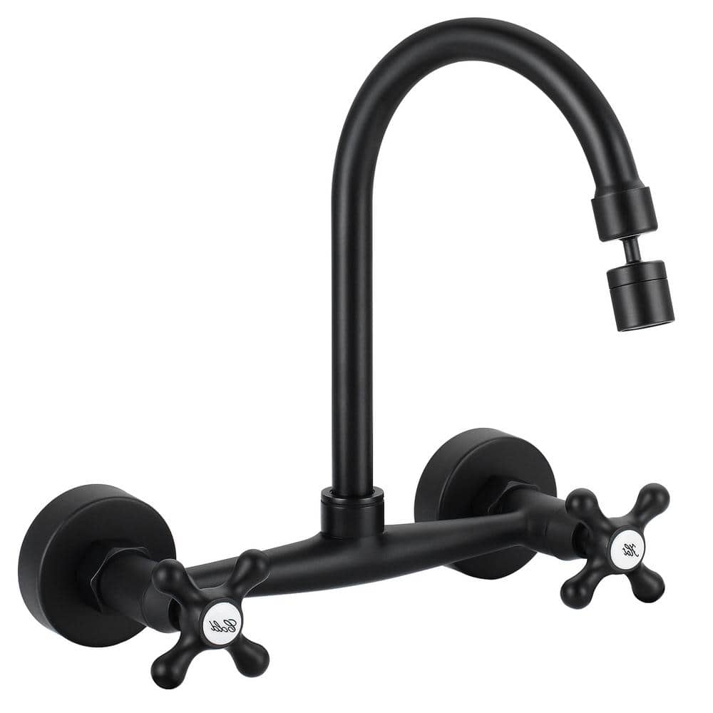 Double Handle Wall Mount Standard Kitchen Faucet With Swivel Spout 8 in. Ce