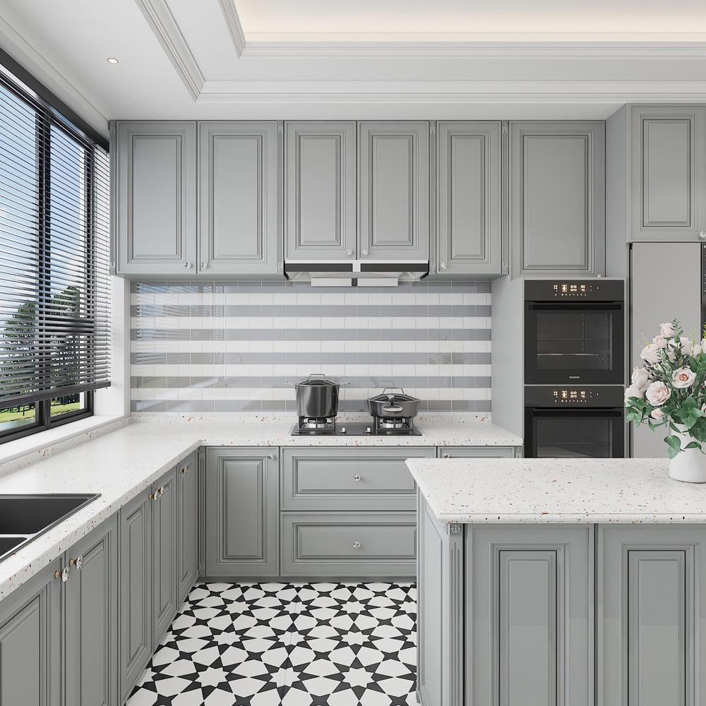 Gray 4x12 Glass Subway Wall Tile