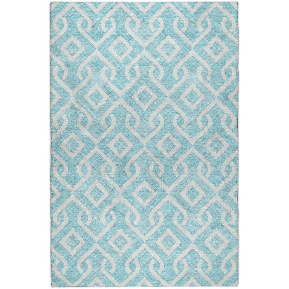 Dream Shag Premium Machine Washable Abstract ADS621 Aqua 10 ft. x 14 ft. Area Rug price history on PriceWatchPro