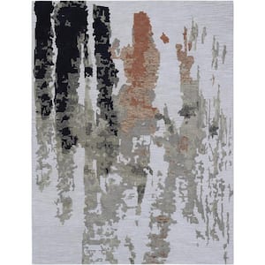 E1673 Silver 7 ft. 6 in. x 9 ft. 6 in. Hand Tufted Modern Wool and Viscose Area Rug