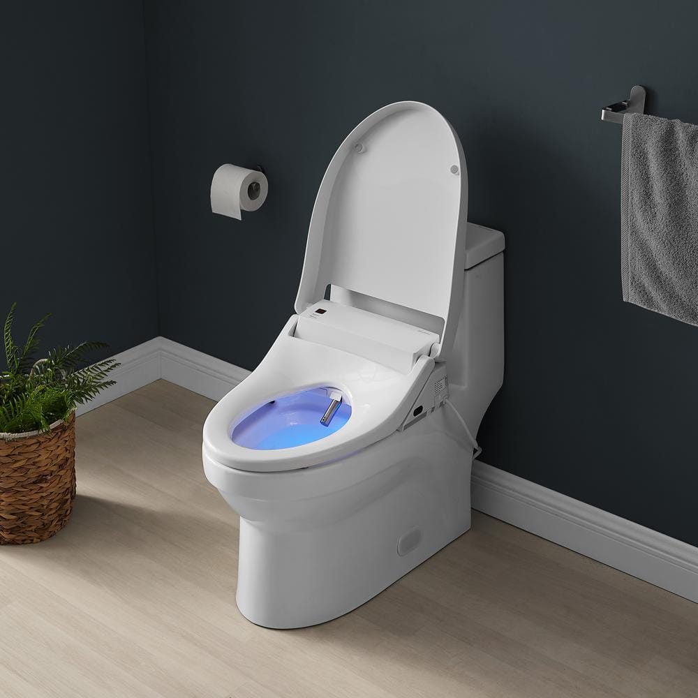 Elongated Glossy White Dual Flush Smart Toilet