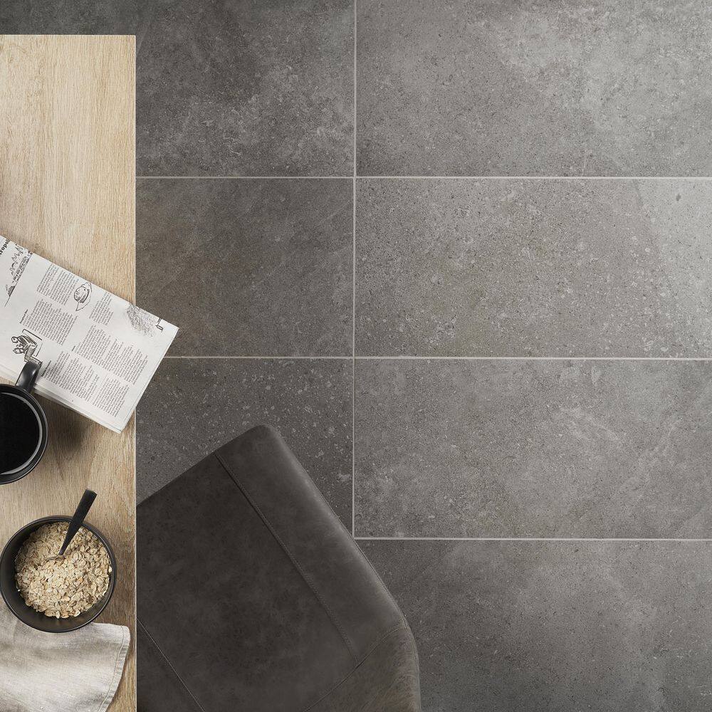 Iris Dark Gray Matte Porcelain Large Format Floor and Wall Tile