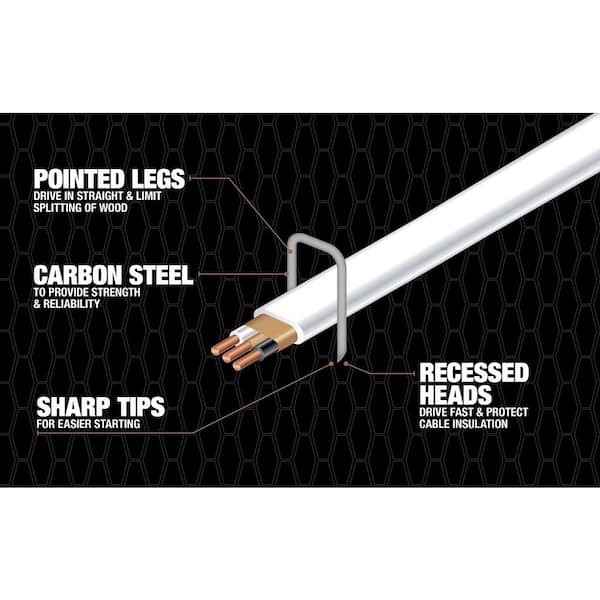 Gardner Bender 1/2 in. Steel Staples for 14/2, 12/2 and 10/2 Non-Metallic  Cable (500-Pack) MS-500J - The Home Depot