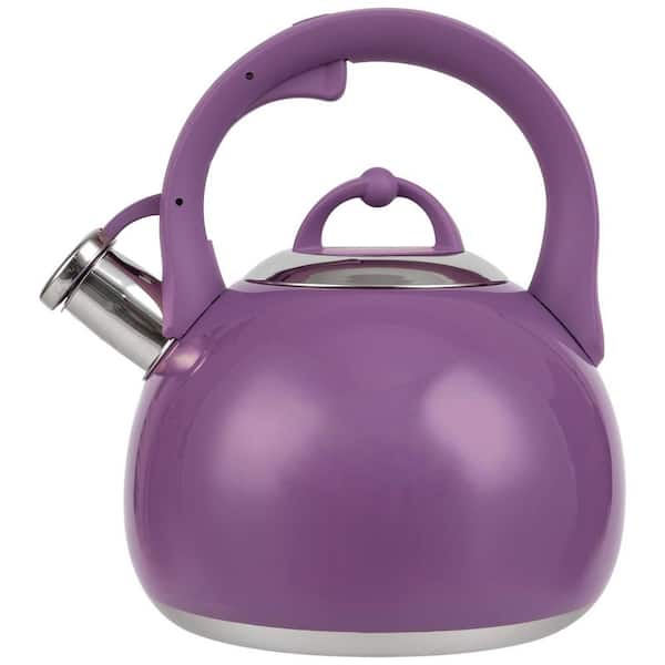 8-Cup 3.1 qt. Purple Food Grade Stainless Steel Stovetop Tea Kettle, One-hand Trigger Teapots, Perfect Whistling Sound