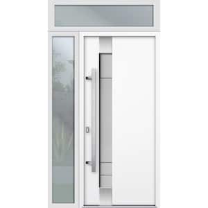 1713 48 in. x 96 in. Right-Hand/Inswing Frosted Glass White Steel Prehung Front Door with Hardware