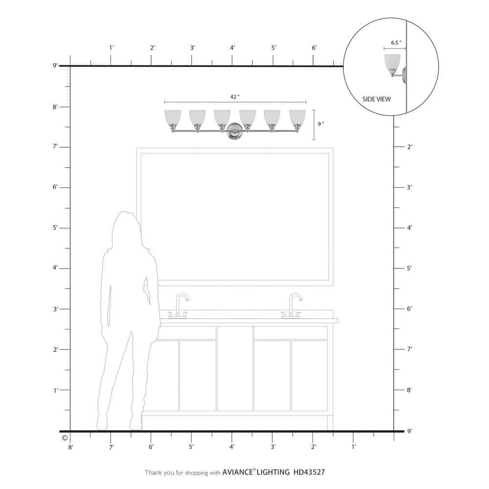 Somerville Brushed Nickel 6-Light Vanity with Satin Opal Glass