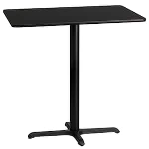 24 in. x 42 in. Rectangular Black Laminate Table Top with 22 in. x 30 in. Bar Height Table Base