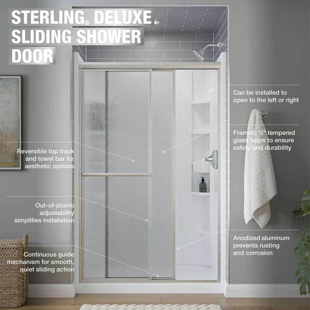Sterling 48" x 70" Silver Framed Sliding Shower Door