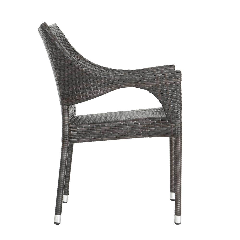 Sandblast Dark Brown and White Acacia Wood 6-Piece Outdoor Dining Set