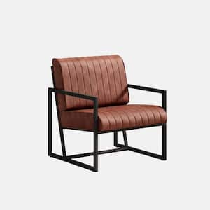 Brown PU Leather Arm Chair