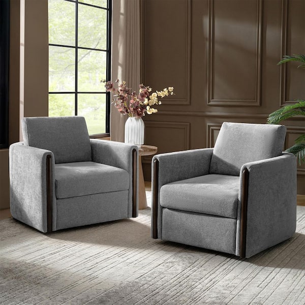 Telma Grey Modern Polyester Arm Chair with Deep Seat (Set of 2)