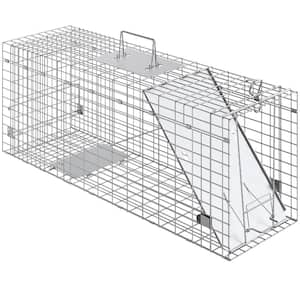 31 in. Galvanized Iron Live Animal Cage Trap with Folding Frame and Carry Handle for Cats and Rabbits