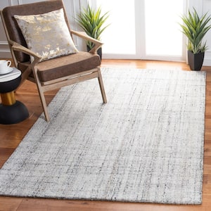 Abstract Camel/Black 4 ft. x 4 ft. Striped Square Area Rug