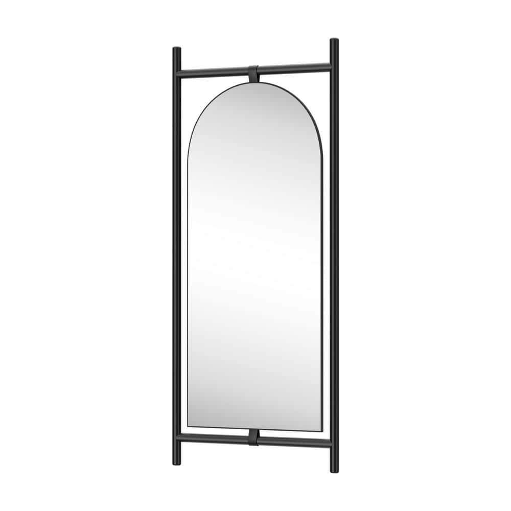 Sleek and Modern Black 31 in. W x 75 in. H Arched Solid Wooden Full Length 