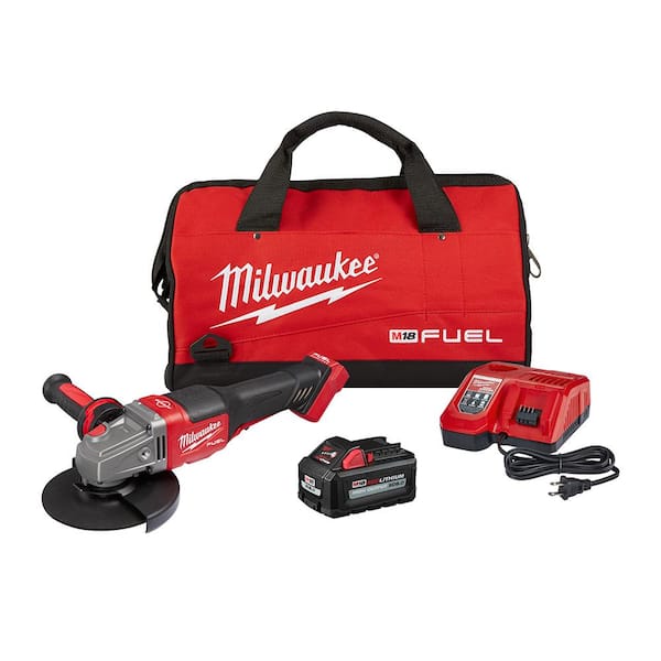 Milwaukee M18 FUEL 18V Lithium-Ion Brushless Cordless 4-1/2 in./6 in. Grinder with Paddle Switch Kit and One 6.0 Ah Battery