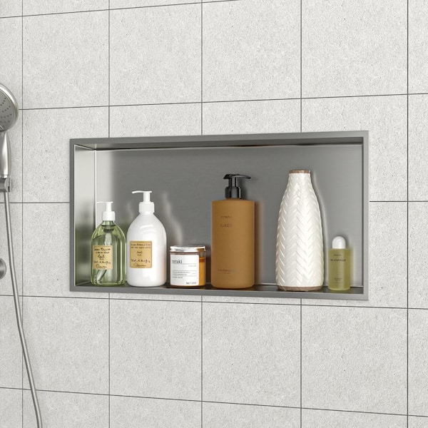 25 in. W x 13 in. H x 3.94 in. D Stainless Steel Shower Niche (Set of 1) Pieces in Brushed Nickel