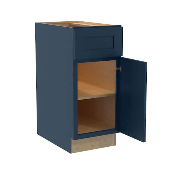 Home Decorators Collection Newport 12 in. W x 21 in. D x 34.5 in. H Assembled Plywood Base Bath Cabinet in Mythic Blue with Soft Close RH
