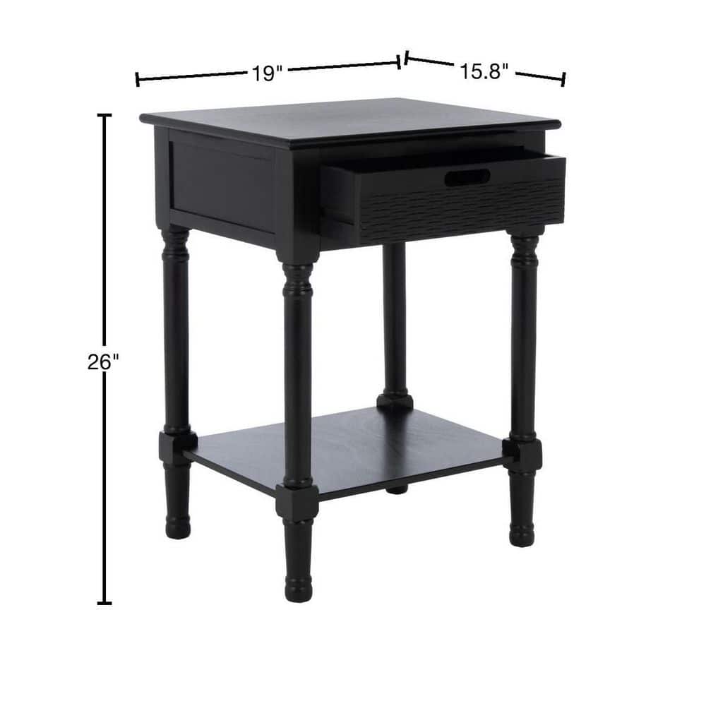 Classic Contemporary Black Accent Table with Basket Drawer