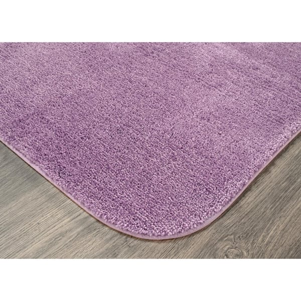 Traditional Purple 21 in. x 34 in. Washable Bathroom 2 -Piece Rug Set