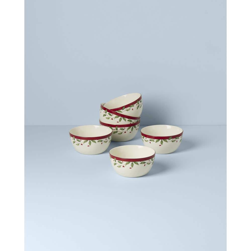 Classic Christmas Ceramic Dessert Bowls Set of Six