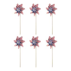 24 in. H Set of 6 Plastic Stars&Stripes Patriotic/Americana Windmills(KD)