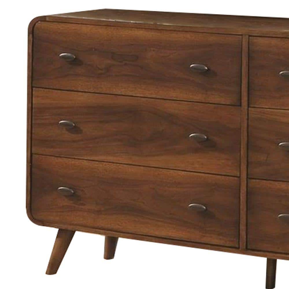 Black Mid-Century 6-Drawer Dresser with Felt-Lined Drawers