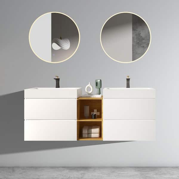 12 in. W x 17.91 in. D x 14.96 in. H Yellow MDF Wall Mounted Linen Cabinet in Oak