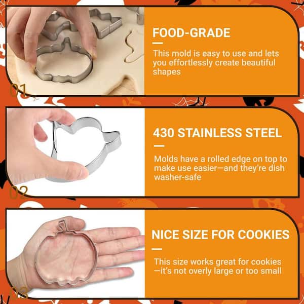 LAIFUCAM 5pcs Halloween Cookie Cutter Set Pumpkin Bat Ghost Witch