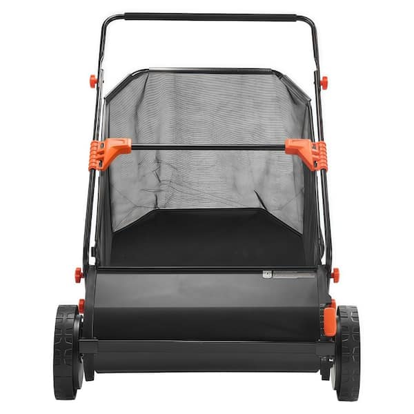 26 in Push Lawn Sweeper, Heavy‑Duty Yard Leaf Collector with 12 Cu‑Ft Hopper Bag & Adjustable Brush Height