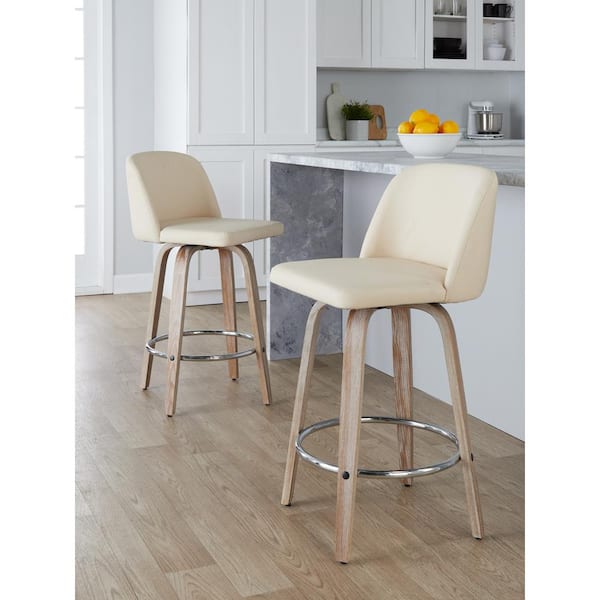 Avignon 25 in. Dark Gray Metal Swivel Counter Height Chair with Gray Faux Leather Seat (Set of 2)