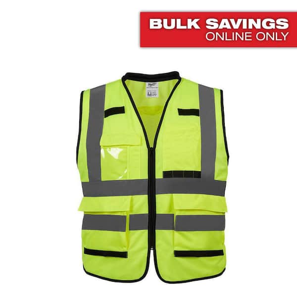 Performance 4X-Large/5X-Large Yellow Class-2-High Visibility Safety Vest with 15-Pockets