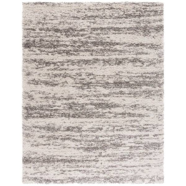 Hudson Shag Ivory/Gray 11 ft. x 15 ft. Marble Area Rug