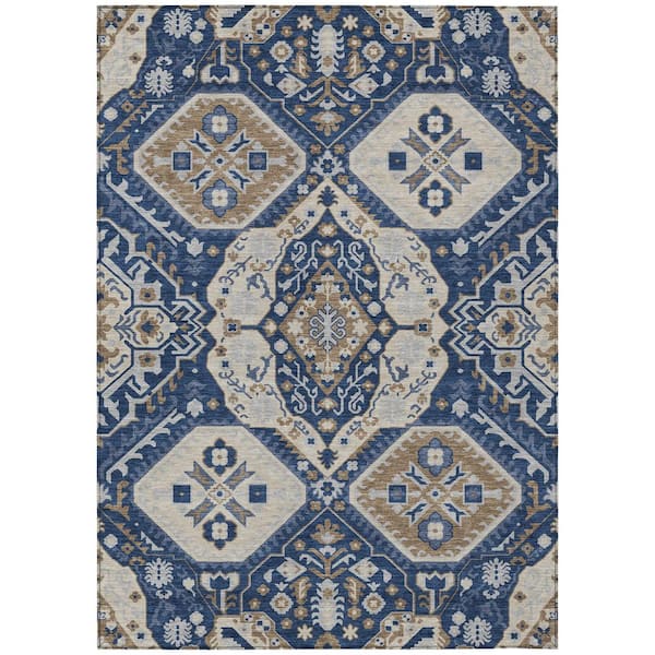 Chantille Machine Washable Indoor/Outdoor Abstract ACN3103 Navy 8 ft. x 10 ft. Area Rug