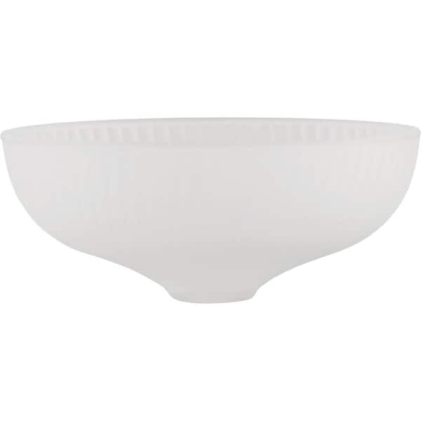 Unbranded 8-1/2 in. D x 3-1/2 in. H White Frosted Bowl Shape Glass for HallwaysClosetsKitchen and Bathroom1/2 in. Neckless Fitter