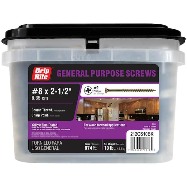 #8 x 2-1/2 in. #2 Phillips Bugle Head Coarse Thread Interior Wood Screws (10 lbs. per Box)